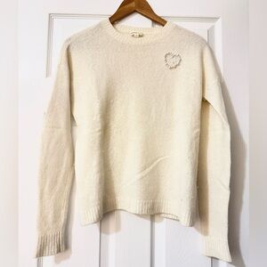 Minnie Rose Cashmere Sweater with Heart Accent